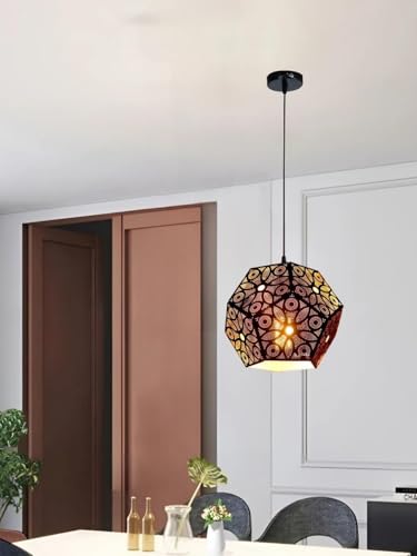 Image of DECOHOME Modern Hanging Ceiling Lamp Lights for Home & Decor | Premium Finish Pendant Light for Living Room, Bedroom & Dining Area | Stylish Indoor Lighting | Chandelier Lights (Geo-Gold)