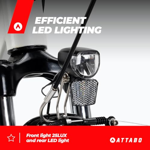 Miniatura 11 de Attabo Bicicleta De Trekking Para Mujer Con Marco De 19 Pulgadas, Manillar Ergonómico, Frenos V-Brake, Bicicleta Blanca Duradera Con Ruedas De 28 Pulgadas Con Portaequipaje Bajo En Juego De Timbre De