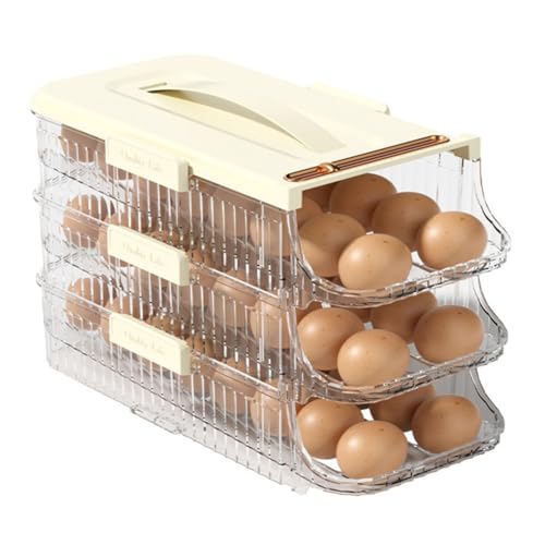 Giuneuow Soporte para Huevos para Frigorífico,Organizador Huevos con Ruedas,Contenedor para Huevos,Dispensador con Rodillo para Ahorro Huevos,Bandeja Apilable para Frigorífico,Color