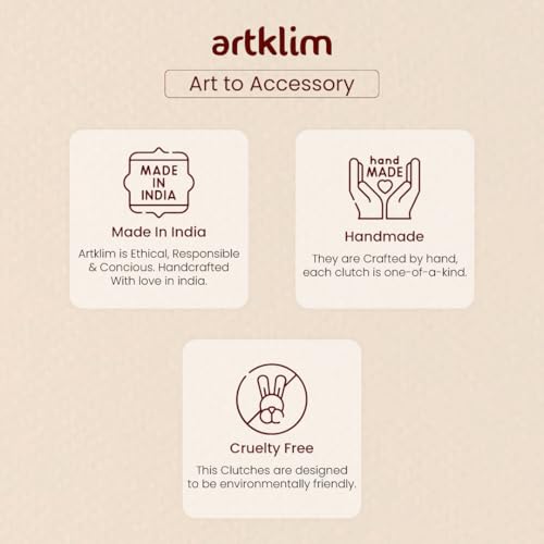 Image of Artklim Printed Box Clutch for Girls - Cross Body Purse with Detachable Golden Chain Strap