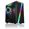 CiT Zeven MATX RGB PC Gaming Case, Micro-ATX & Mini ITX Ondersteuning, Zwart