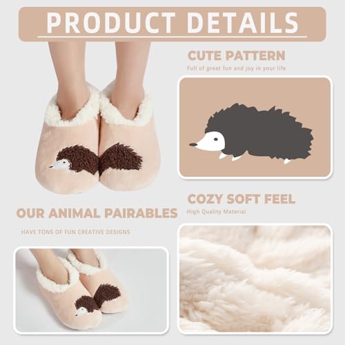 Image of G&Y Animal Pairable Slipper Socks for Women- Funny House Slippers Non-Slip Fuzzy Slipper Socks