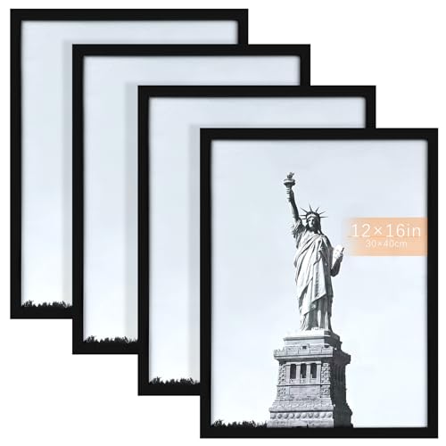 Diealles Shine 4 Pack Bilderrahmen 30x40, Photo Frame Schwarz 30x40, Holzrahmen Fotorahmen MDF Rahmen für Fotos, Bilder, Poster