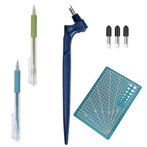Craft Schneidwerkzeuge Set 6teilig Edelstahl Bastelmesser Set 360 Grad Präzisions mit 2 Ersatzklingen A4 Schneidematte und 2 Schneidestift Handwerkszeug Set für DIY Handwerk Scrapbooking