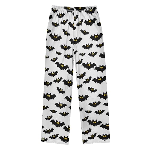 Halloween Pajama Pants Bat White Pattern Long Sleep Pants Lounge Bottoms2