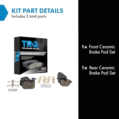 TRQ Front and Rear Brake Pad Set Ceramic Hardware Compatible with 2014-2016 BMW i8 by TRQ - Image 2