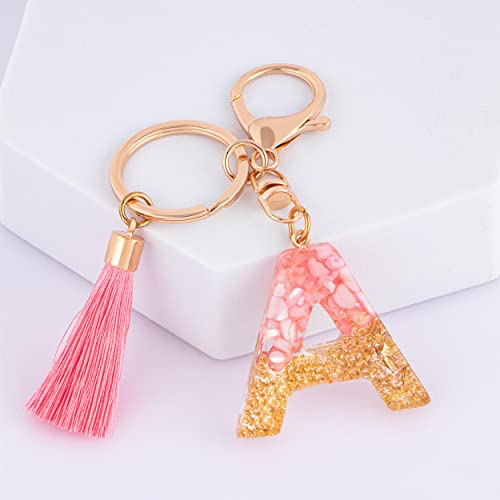 Suweibuke Cute Pink Key Chains For Women Girls, Initial Letter Keychains With Tassel, Charms For Key Purse Handbags Backpacks (Pink-A) #TOP1