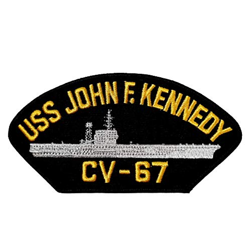 USS John F. Kennedy CV-67 Patch Ship Embroidered Yellow & Silver On Black