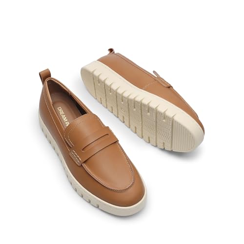 DREAM PAIRS Loafers for Women Casual Comfortable Slip On Business Work Loafer Shoes with Arch Support,Size 6,Brown-Pu,DWUMLS2507