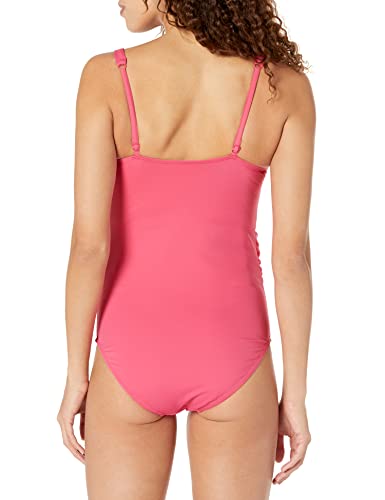 Amazon Essentials Women's V-Neck Swimsuit, Hot Pink, Medium #TOP1