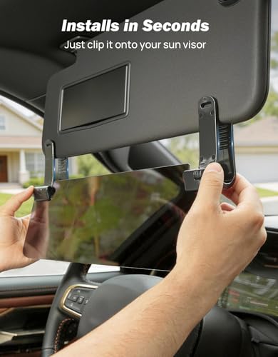 Image of JOYTUTUS Sun Visor Extender for Cars, Polarized Sun Visor Extender Universal Sun Blocker UV400, Adjustable Visor Extension for Car Visor,Double-Clip,Anti Glare Stray Light