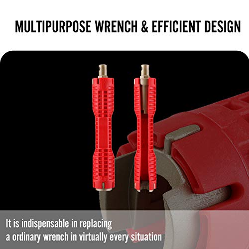 Seven Sparta (8 in 1) Faucet And Sink Installer Multifunctional Faucet Wrench Removal Tool for Toilet Bathroom Kitchen Sink Faucet Basin Pipe Nut Plumbing (Red)