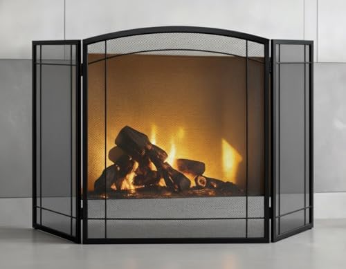 FEED GARDEN 3 Panel Fireplace Screen 48" W x 29" H Modern Foldabl...