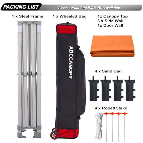 Image of ABCCANOPY Commercial Pop Up Canopy Tent with Sidewalls 10X15,Orange