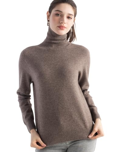 Chanyarn Womens 100% Pure Cashmere Sweater Turtleneck Long Sleeve Warm Soft 2025 Fall Winter Knit Pullover (Chocolate26093 L)