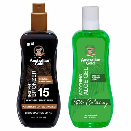 Australian Gold Sunscreen Gel Spray with Bronzer + After Sun Aloe