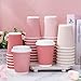 Whaline 100Pcs Valentine's Day Pink Disposable Coffee Cups with Lids 12oz Gradient Pink Paper Cup Corrugated Ripple Wall Insulated Hot Cup for Home Office Party Supplies