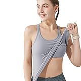 Yoga Racerback Tank Top for Women with Built in Bra,Women's Padded Sports Bra Fitness Workout Runnin