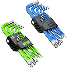 18pcs Allen SAE Hex Wrench with Ball Flat End Hex Key for For bike, motorcycle repair and DIY projects, 1.5 to10 mm and 1/16 to 3/8 inch Green and Blue Hex Keys set