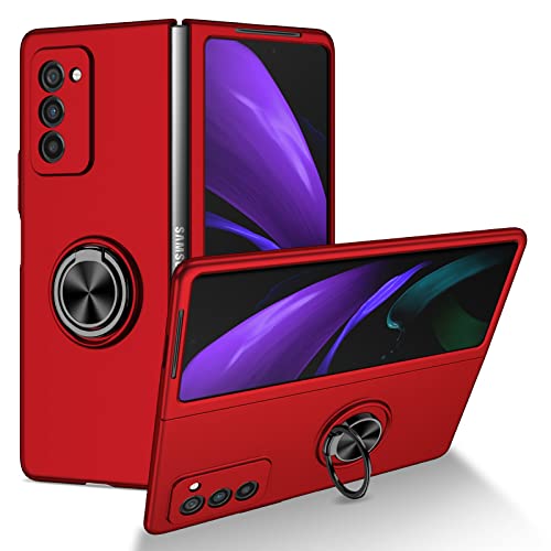 YOUULAR Funda plegable para Samsung Galaxy Z Fold 2 5G, [Soporte para coche] Sensación de piel Bumper, pintura en aerosol aceitosa, resistente a los golpes para Samsung Z Fold2 fundas rojo