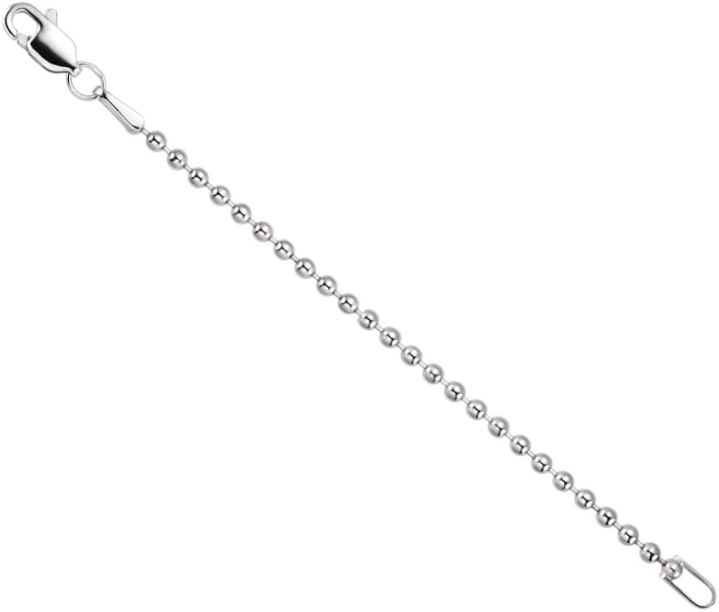 14k White Gold 2mm Bead Chain Necklace 