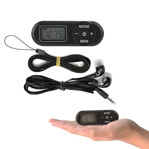 Nicoone Mini Receptor de Radio FM portátil, DSP portátil de 1,1 Pulgadas LCD Digital FM Radio Reproductor de música con Auricular, Negro