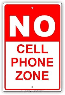 No Cell Phone Zone Quiet Sign 8"x12" - Aluminum Metal Tin, Home Business Distraction Restriction Caution Office Classroom