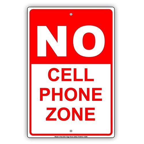 Warning Sign No Cell Phone Zone Quiet Caution Notice Business 12X8 Inches Aluminum Metal Tin
