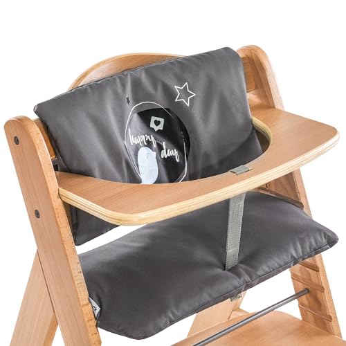 hauck 2-tlg. Deluxe Sitzkissen für Alpha Hochstuhl - Sitzpolster/Sitzauflage/Sitzverkleinerer/Hochstuhlauflage (Happy Day Grey)