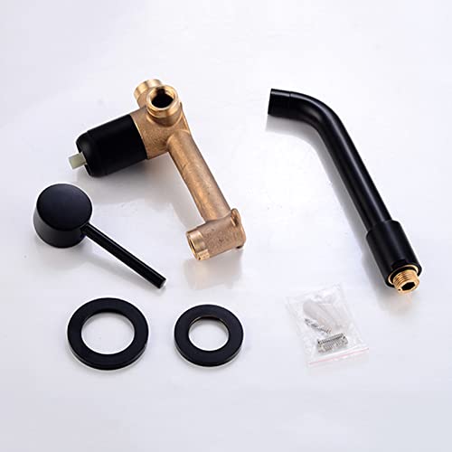 Grifo empotrado negro y latón monomando para lavabo monobloque 5