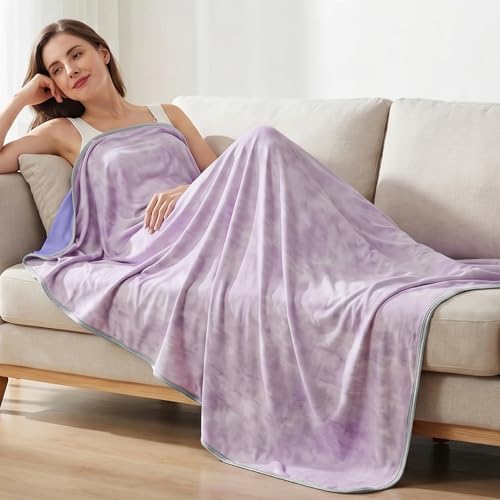Image of Guohaoi Cooling Throw Blanket for Hot Sleepers, Twin Size 90''x108'' Lightweight Breathable Summer Bed Blanket for Couch, Arc-Chill Q-Max >0.5 Cool Fiber, Lightweight Blanket Light Purple