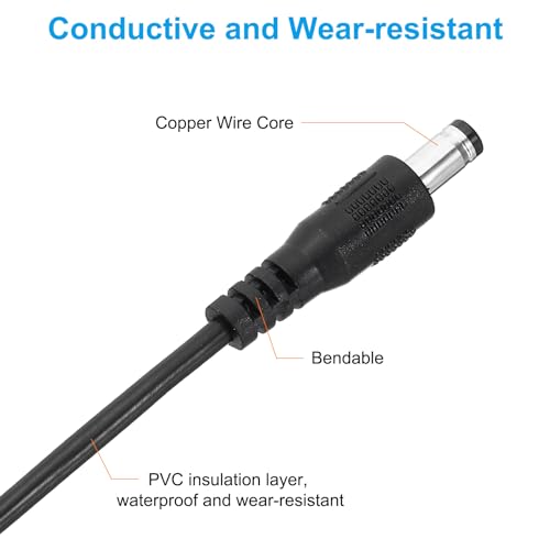 Câble d'extension DC 5.5 x 2.1 mm PATIKIL 3ft 24 AWG pour bande LED et caméra noir - 4