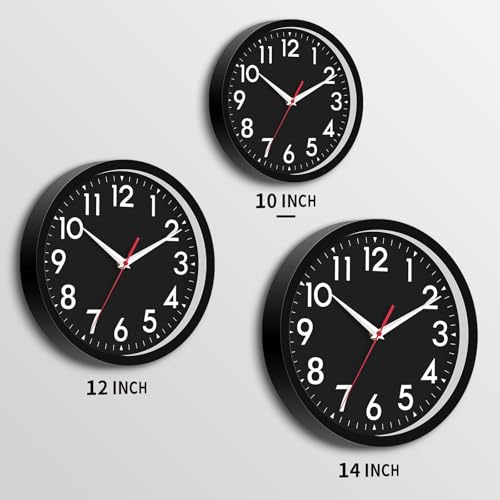 Image of DAXSMY Wall Clock Black Battery Operated 10 Inch Simpel Silent Non Ticking Analog Decorative for Kitchen Bathroom Bedroom Office Living Room School Classroom(Black)