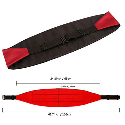 Image of Alizeal Mens Multicolored Silk Solid Cummerbund Bow Tie Set