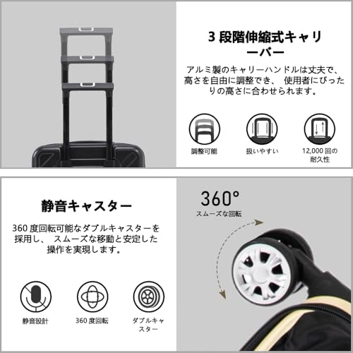 MAX TOURIST 折りたたみスーツケース Sサイズ 36L 旅行用バッグ 便利な収納 超薄型デザイン 軽量で耐久性のあるABS/PP素材 TSAロック 静音360度回転ホイール 衝撃耐性 折りたたみ収納 1〜3泊の国内出張・ビジネストラベルに最適(黒)