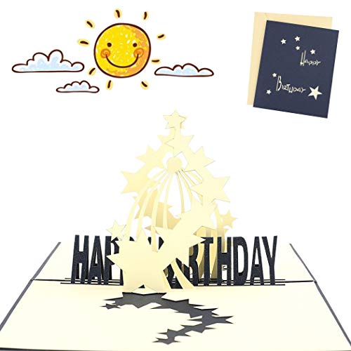 Sethexy 3D Cumpleaños Acción de gracias Tarjetas de felicitación Surgir Hecho a mano Estrella Tarjeta de regalo para Amigos Familia Hija Hijo Pareja Cumpleaños Regalos