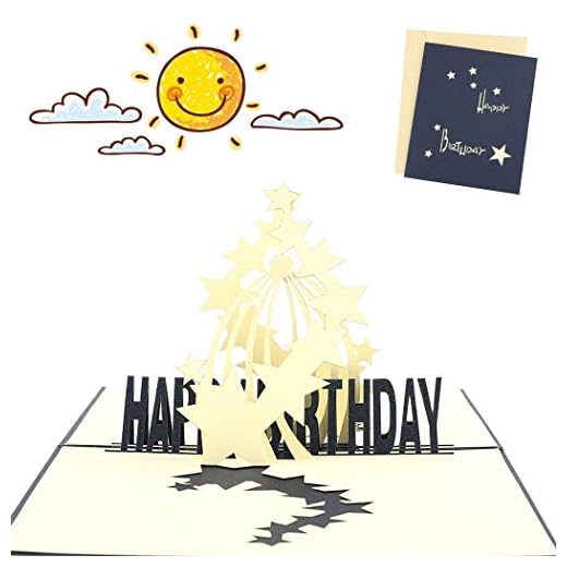 Sethexy 3D Cumpleaños Acción de gracias Tarjetas de felicitación Surgir Hecho a mano Estrella Tarjeta de regalo para Amigos Familia Hija Hijo Pareja Cumpleaños Regalos