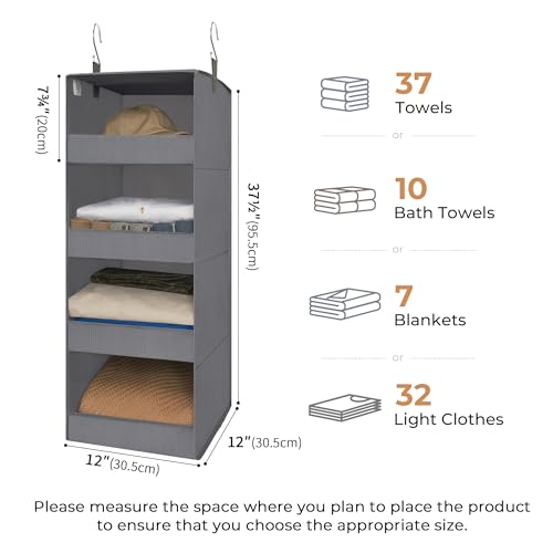 GRANNY SAYS 4-Shelf Hanging Organizer, Closet Hanging Shelves, Closet Hanging Storage Organizers, Organization for Bedroom, Living Room, Baby Nursery, Camper Accessories, Gray, 2-Pack by GRANNY SAYS - Image 5