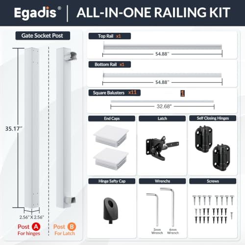 Image of Egadis 36 inch. H x 5 ft. W Aluminum Deck Gate Kit, White