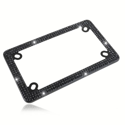 Image of Fashion Motorcycle Black Bling License Plate Frames,Crystal Motorcycle License Plate Holder,Motorbike Rhinestone License Plate Covers