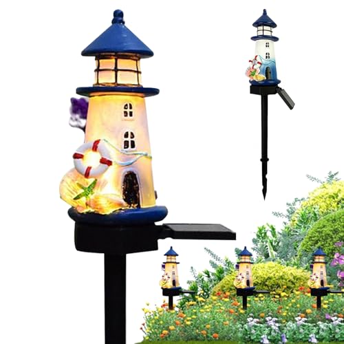 Luces solares de jardín, luces de jardín alimentadas por energía solar, adorno de lámpara automática con temática náutica para pasarela, patio, porche