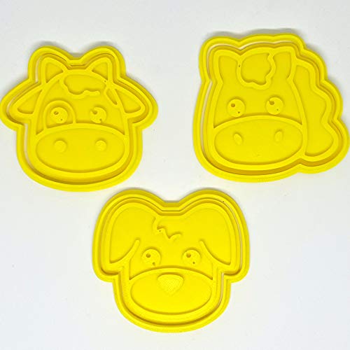 PlasticJewels - Ausstecherformen Set mit 6 Bauernhoftieren (Hund, Pferd, Kuh, Henne, Schaf und Schwein) – Bild 5