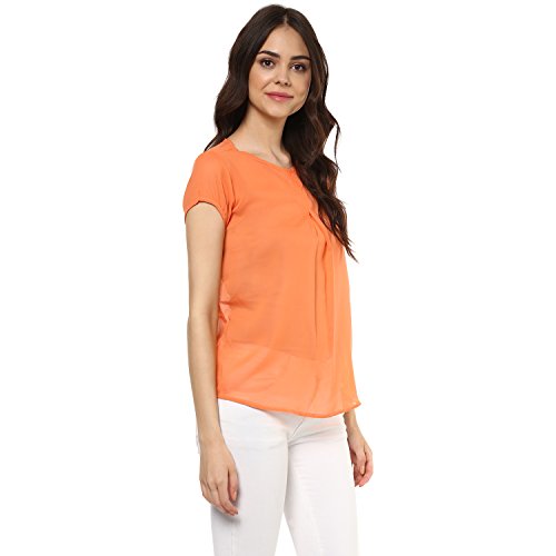Image of mayra Women's Georgette Orange Color Short Sleeve Top