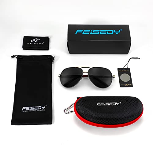 Feisedy Aviator Sunglasses For Men Women Polarized Vintage Style 70S Uv400 Protection Frame Sun Glasses B1052 #TOP6