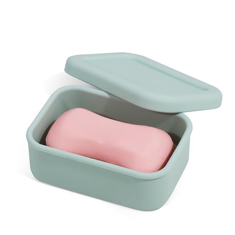 Portasapone da viaggio in silicone a prova di perdite, con strato drenante, contenitore compatto portatile per sapone da bar regolare, perfetto per sapone, infrangibile per viaggi, campeggio, palestra