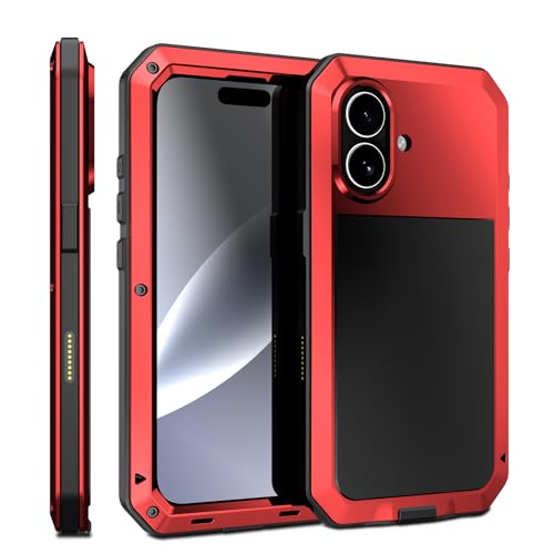 Coque iPhone 17 blindée en alliage aluminium rouge pour éviter les fissures d'écran au quotidien