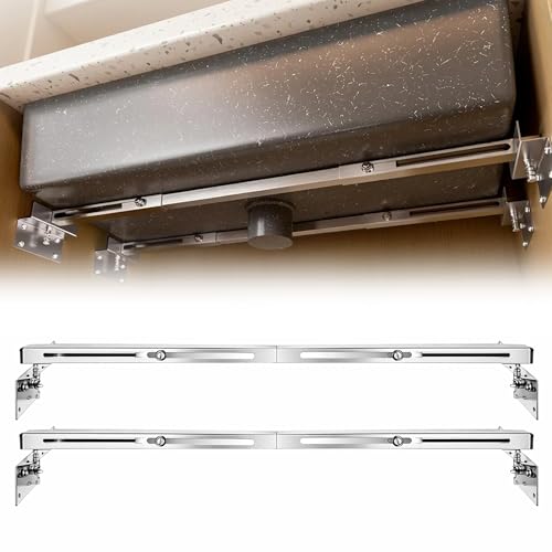 Heavy Duty Undermount Sink Brackets: No Drilling 2Pcs Undermount Sink Support Brackets 71-100cm Adjustable Stainless Steel Installation Kit for Undermounts Kitchen Bathroom Sinks