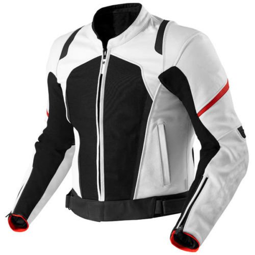 Motorbike White Cowhide Leather New Racing Jacket CE Approved Armors All Sizes (Small)