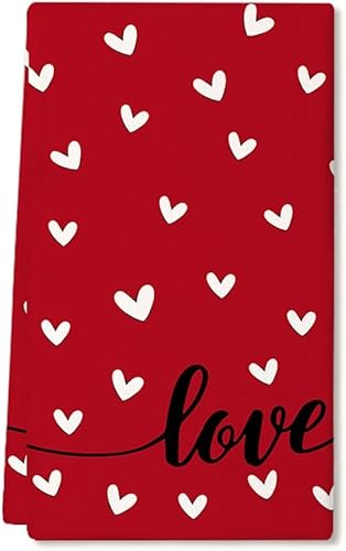 ARKENY AD147 - Toallas de cocina para el día de la madre, diseño de corazón rojo, 18 x 26 pulgadas, decoración de boda para el hogar y casa de campo