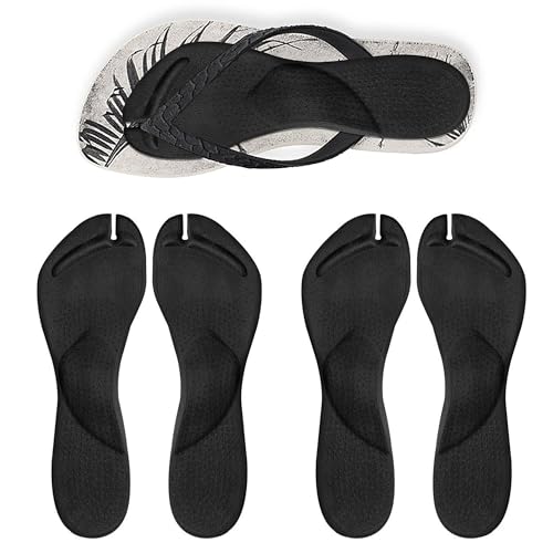 Image of SooGree 2 Pairs Gel Arch Support Cushion Insoles Adhesive Silicone Flip Flop Thong Inserts Invisible Slim Inserts Pain Relief Anti-Slip Shock Absorption Plantar Fasciitis (Black, S)